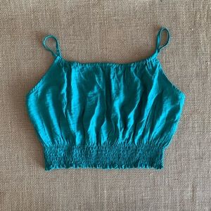 SKY AND SPARROW Crop Top Adjustable Straps Teal Blue / Green XL